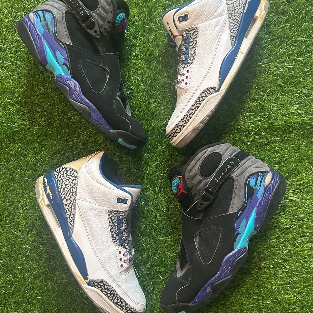 Air Jordan 3 True Blue 11.5 + Jordan 8 Aqua 12.5 Bundle No Box